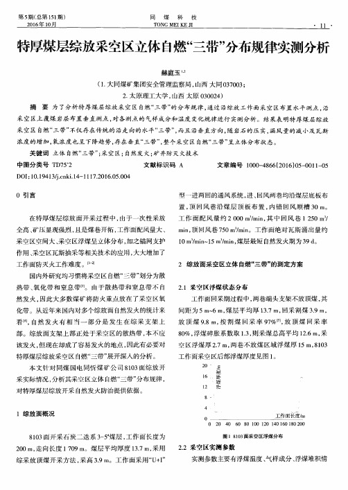 特厚煤层综放采空区立体自燃“三带”分布规律实测分析