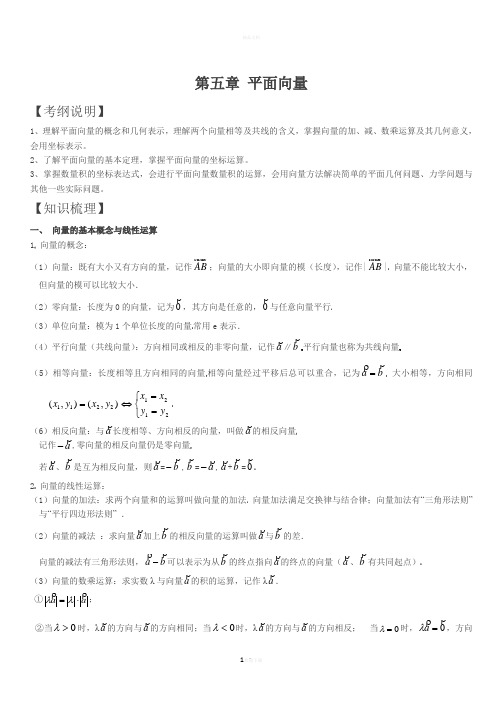 平面向量知识点总结、经典例题及解析、高考题50道及答案