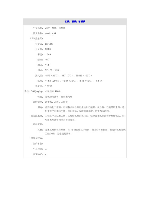 冰醋酸MSDS