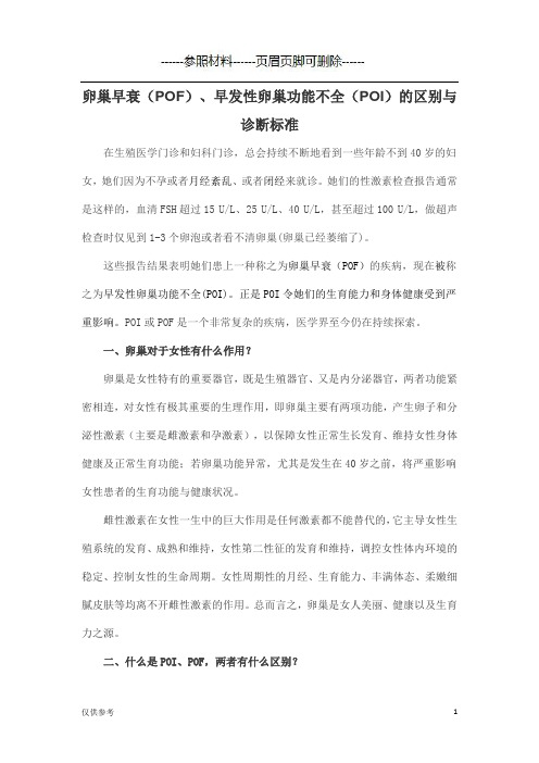 卵巢早衰(POF)、早发性卵巢功能不全(POI)的区别与诊断标准【医学模板】