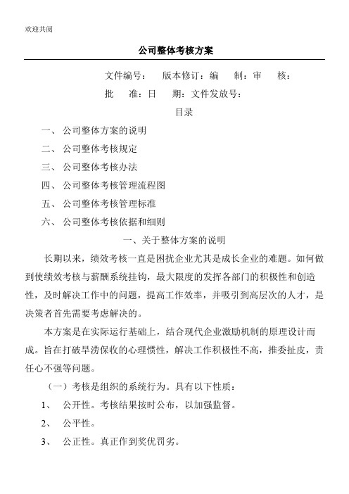 北大纵横公司整体目标绩效管理办法(全套)