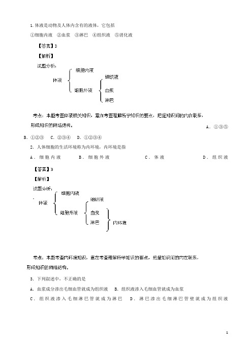 江苏省宿迁市洪翔中学高二生物第一学期第一次学情调研试题(含解析)新人教版