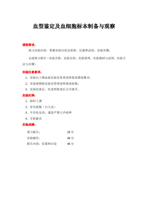 血型鉴定及血细胞标本制备与观察