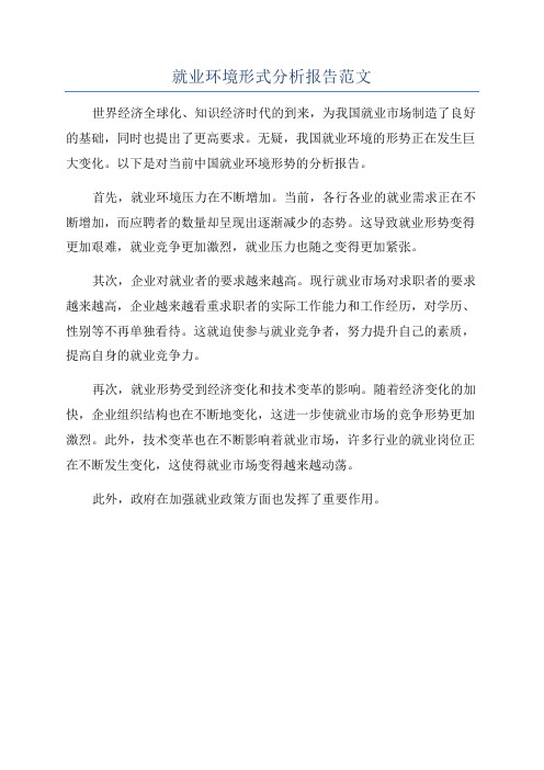 就业环境形式分析报告范文