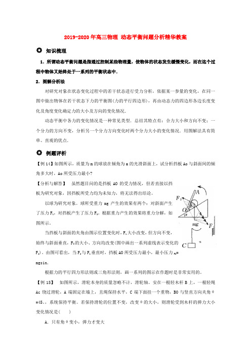 2019-2020年高三物理 动态平衡问题分析精华教案