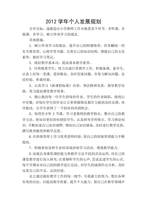 2012年个人规划
