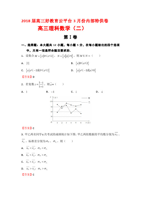 2018届高三好教育云平台3月份内部特供卷高三理科数学(二)解析版