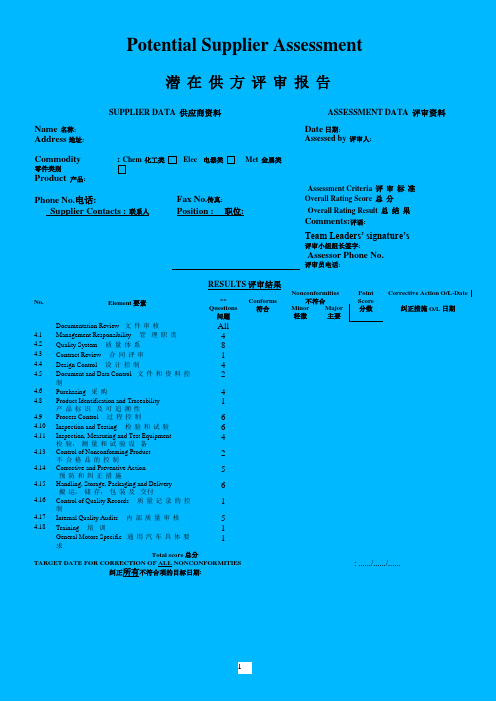 Supplier_Assessment_Report供应商评估报告(英文)报告