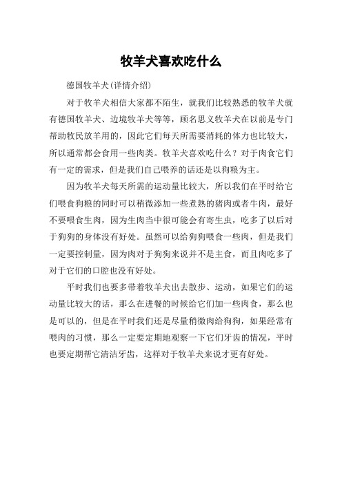 牧羊犬喜欢吃什么