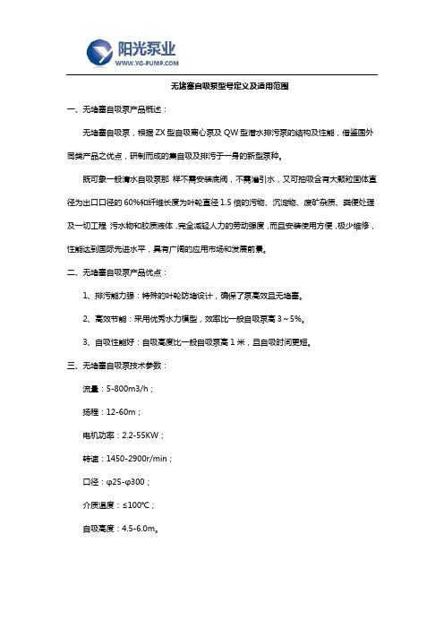 无堵塞自吸泵型号定义及适用范围