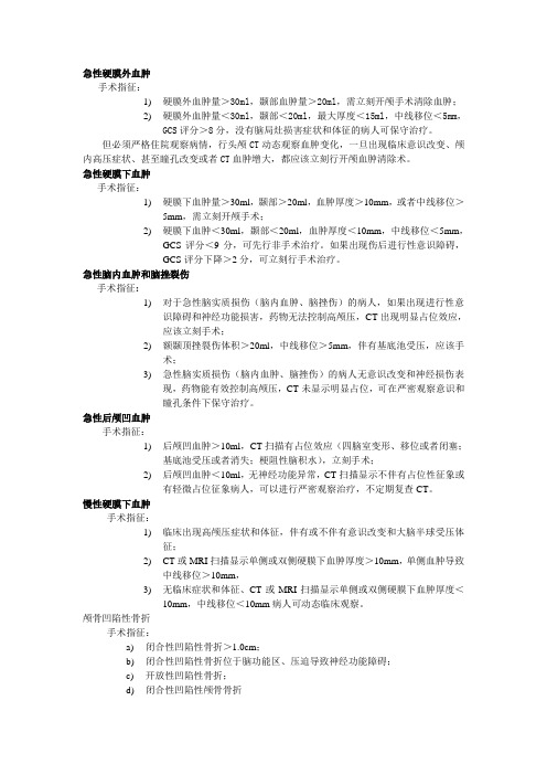 脑外伤手术指征
