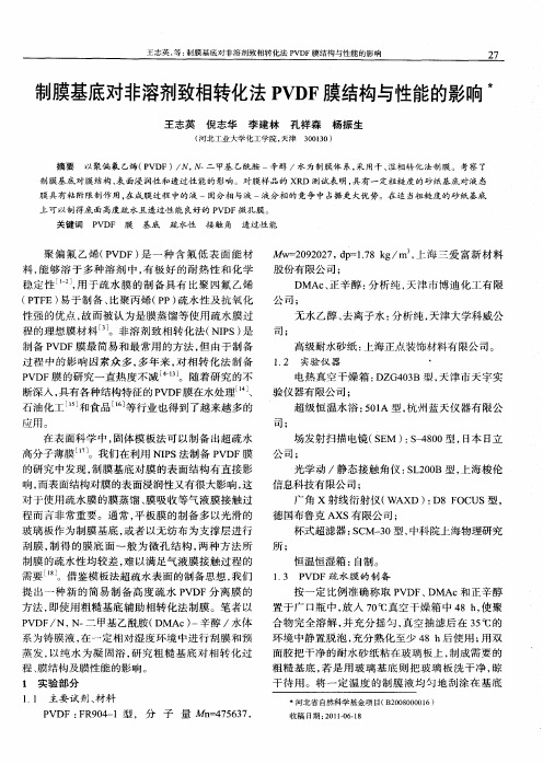 制膜基底对非溶剂致相转化法PVDF膜结构与性能的影响
