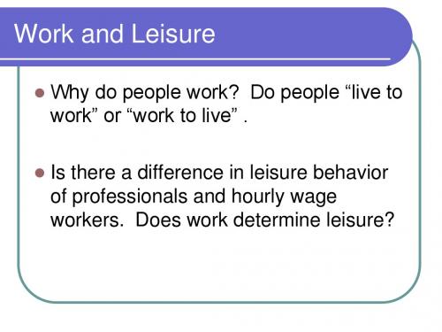 Work and Leisure