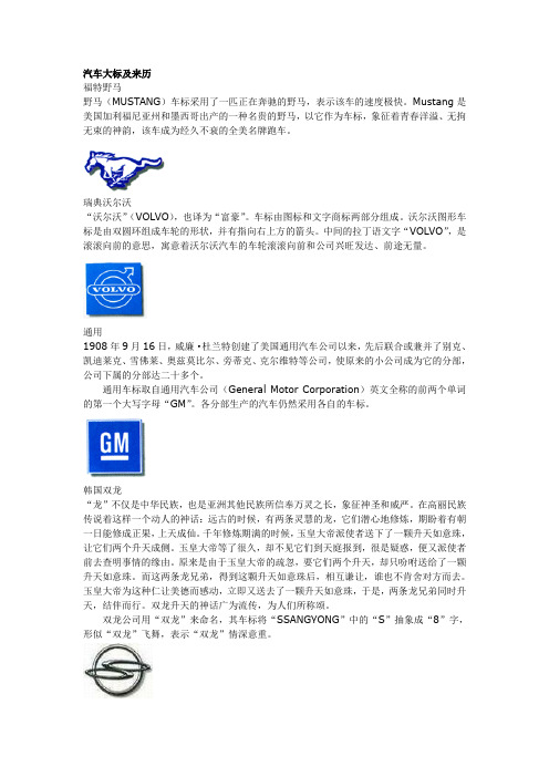 汽车标志及来历