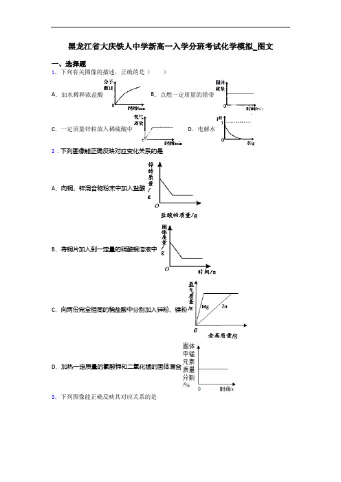 黑龙江省大庆铁人中学新高一入学分班考试化学模拟_图文