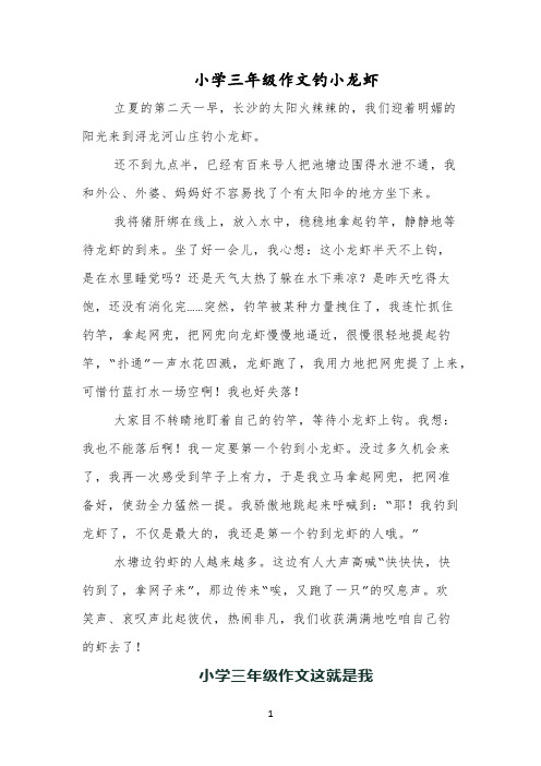 小学三年级作文钓小龙虾