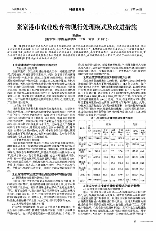 张家港市农业废弃物现行处理模式及改进措施
