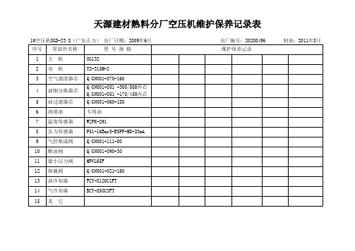 空压机维护记录表