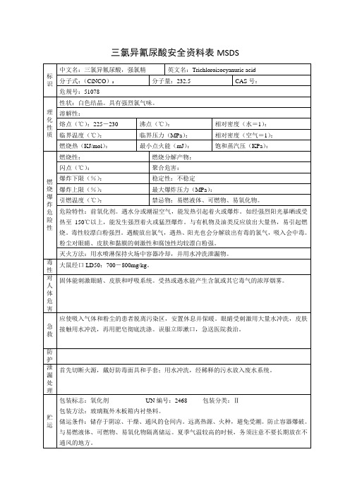 三氯异氰尿酸安全资料表MSDS