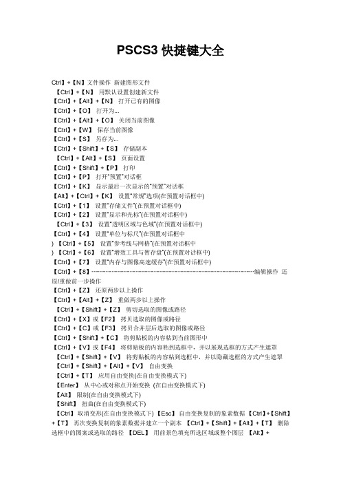 PSCS3快捷键大全全解