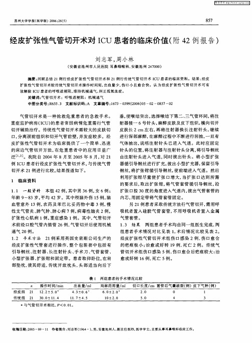 经皮扩张性气管切开术对ICU患者的临床价值(附42例报告)