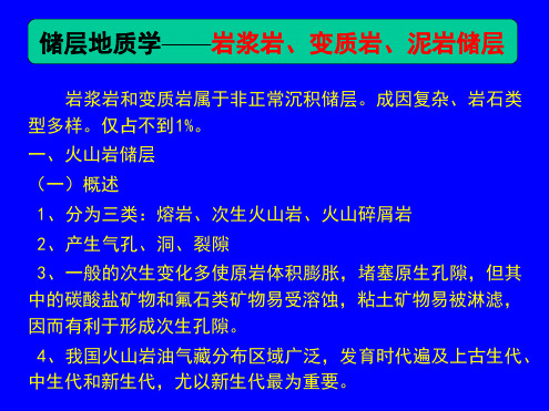 储层地质学中国石油大学 6岩浆岩变质岩泥岩储层