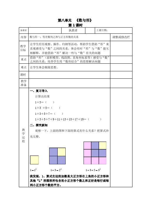 人教版六年级数学上册数学广角《数与形》集体备课教案