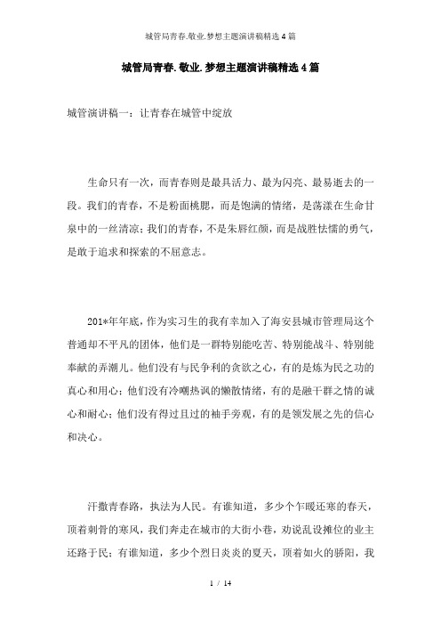 城管局青春.敬业.梦想主题演讲稿精选4篇