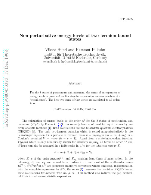 Non-perturbative energy levels of two-fermion bound states