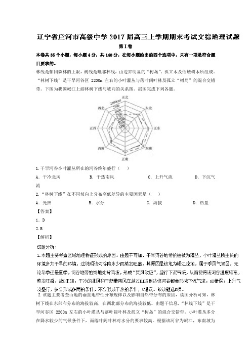 高三上学期期末考试文综地理试题 Word版含解析 (3)