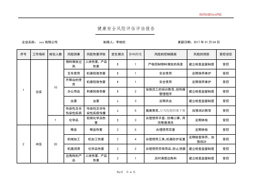 健康安全风险评估报告