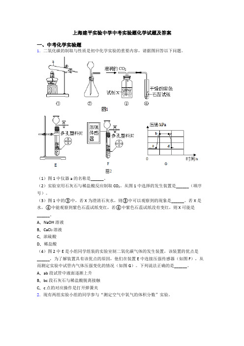 上海建平实验中学中考实验题化学试题及答案