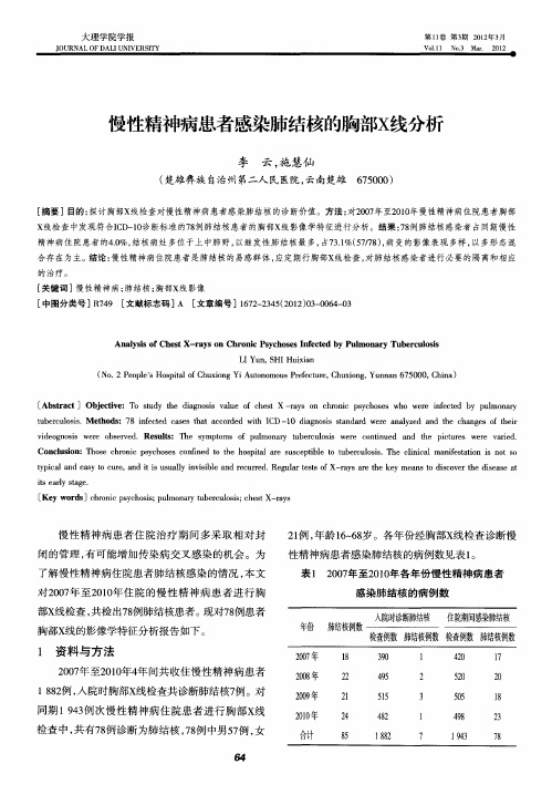 慢性精神病患者感染肺结核的胸部X线分析