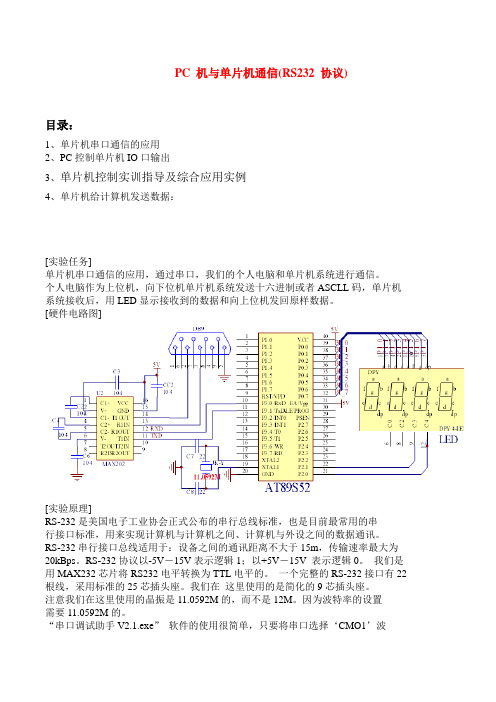PC 机与单片机通信(RS232 协议)