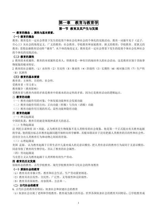 2016最新版山香教育教学理论提纲讲义及重点