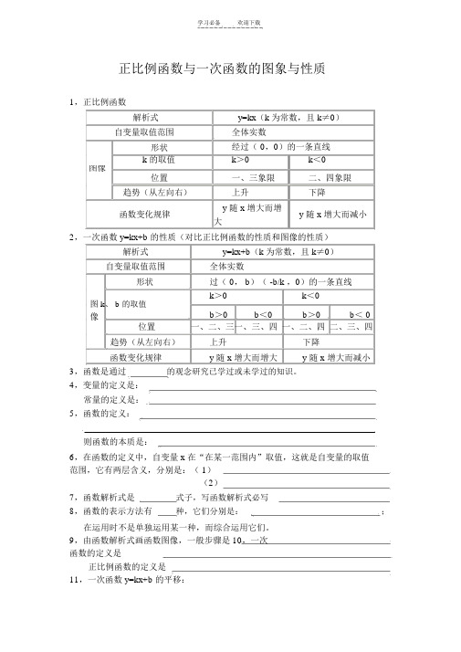 正比例函数一次函数的图像与性质