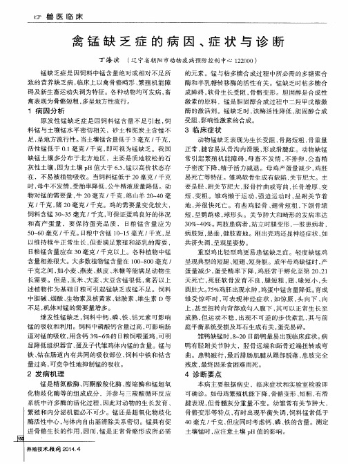 禽锰缺乏症的病因、症状与诊断