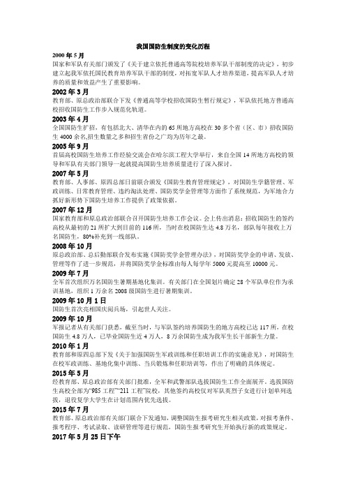 我国国国防生制度的变化