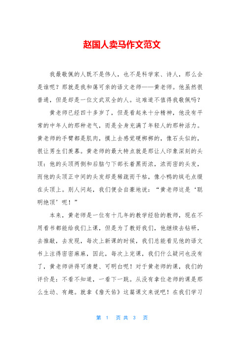 赵国人卖马作文范文