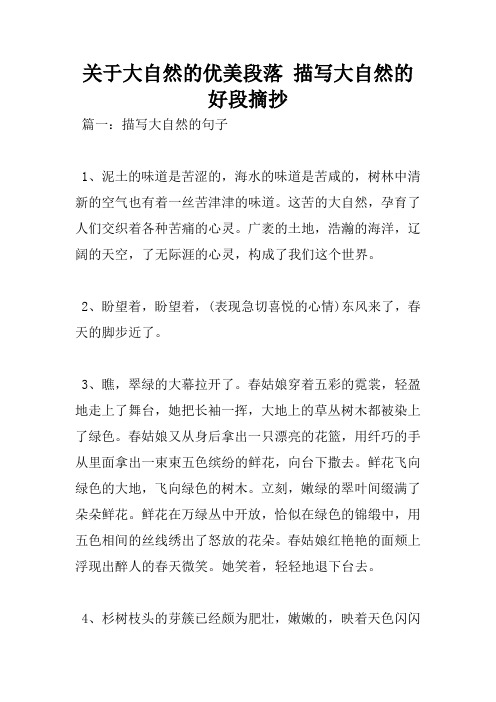 关于大自然的优美段落 描写大自然的好段摘抄.docx