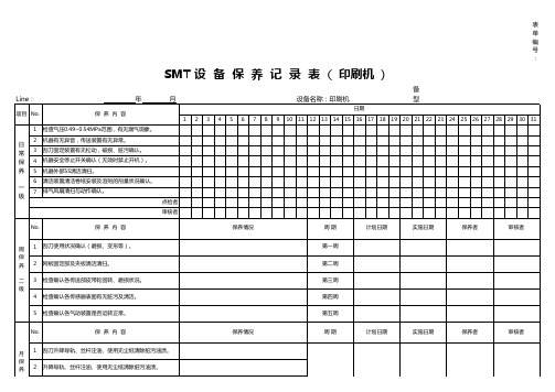 SMT设备点检保养记录表(印刷机)