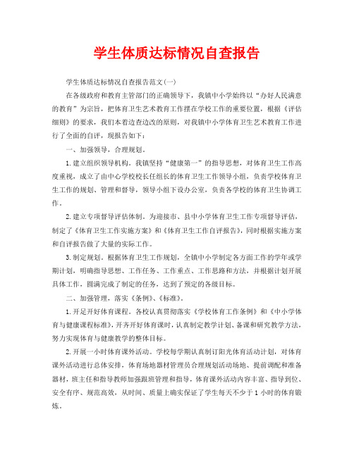 学生体质达标情况自查报告