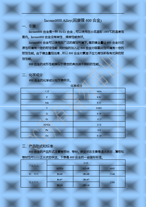 Inconel600 Alloy(因康镍600合金)