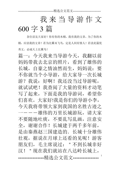 我来当导游作文600字3篇