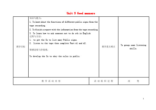 八年级英语下册Unit5GoodmannersIntegratedskillsI教案(新版)牛津版