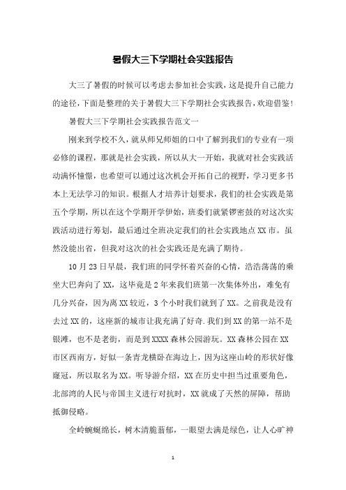 暑假大三下学期社会实践报告