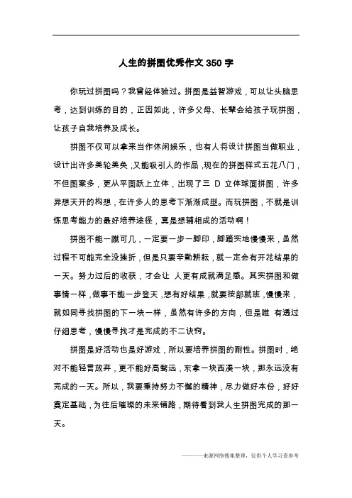 人生的拼图优秀作文350字