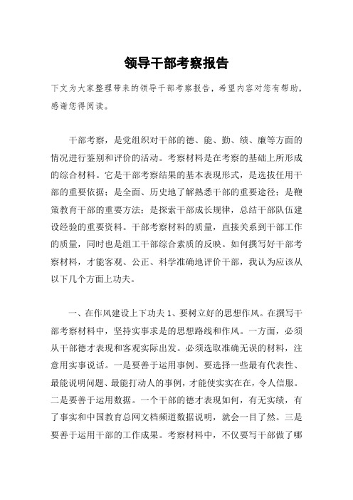 领导干部考察报告