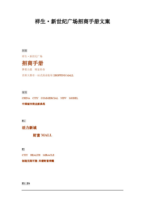 祥生新世纪广场招商手册文案