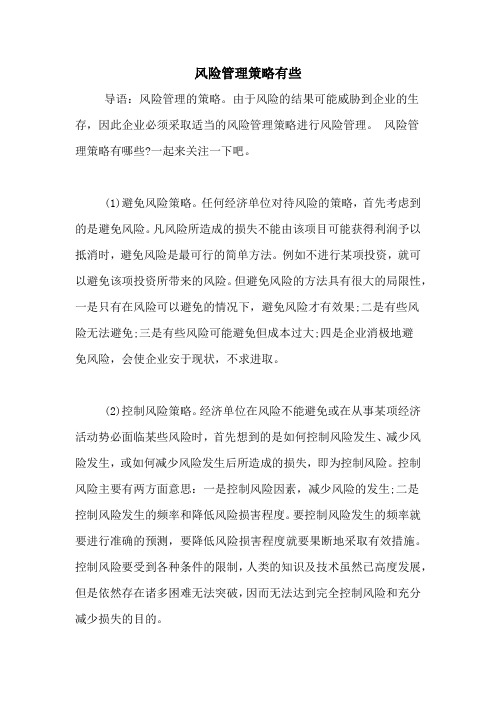 风险管理策略有些